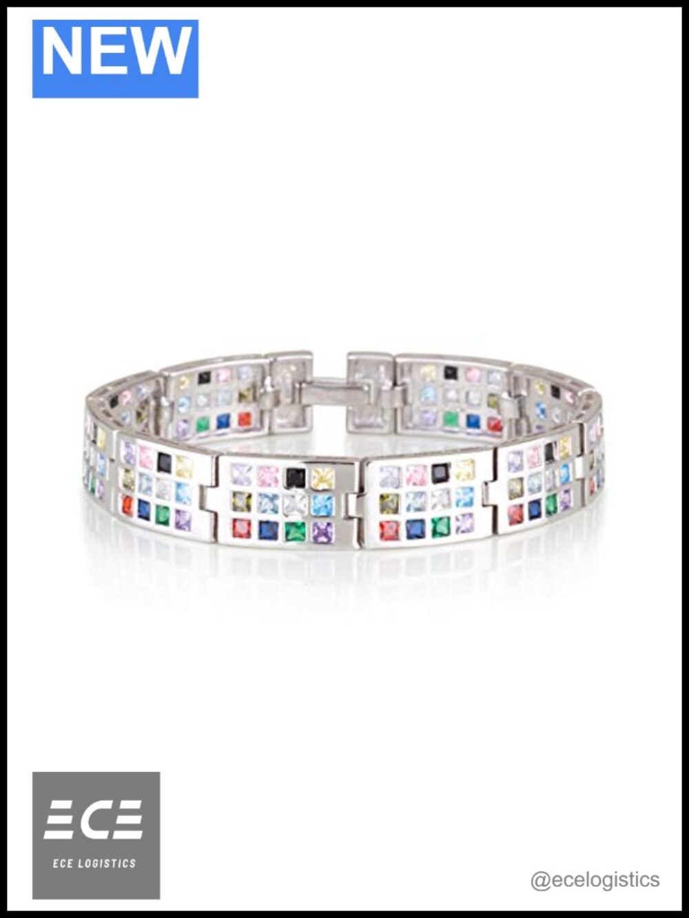 925 Sterling Silver Hoshen Bracelet Twelve Tribes Zircon Rhodium Plated